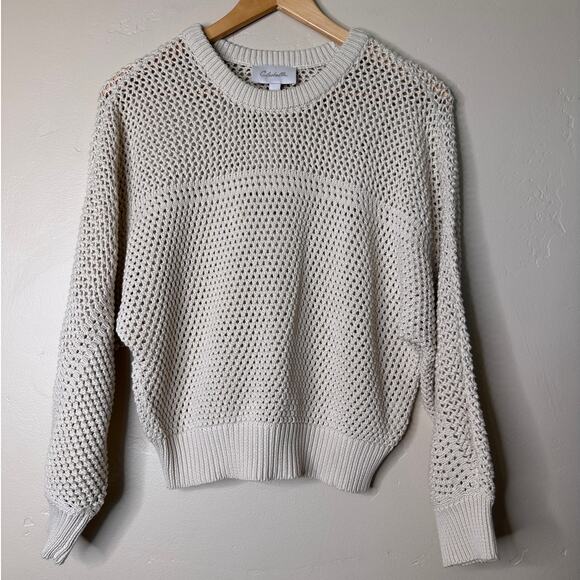 Cleobella Ivory Cable Knit Open Stitch Organic Cotton Sweater SMALL - Picture 2 of 7